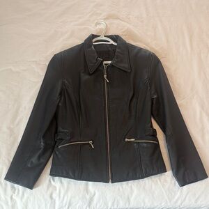 Wilson Women's Black Leather Jacket with Zipper Details